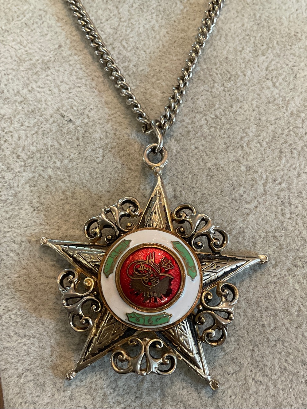 1950’s Coro Goldtone Rope Necklace Order Of Humanitarian Medallion Star Pendant